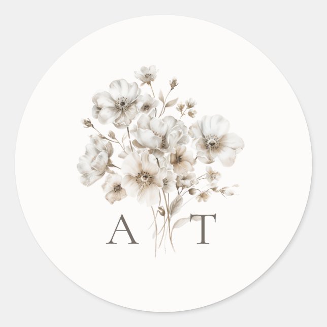 Rustic Floral Monogram Wedding Envelope Seal (Front)