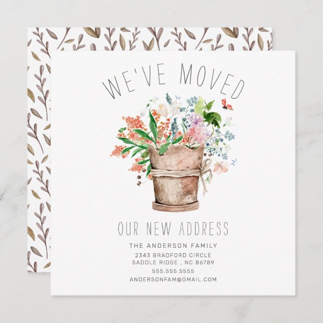 Rustic Floral Moving Announcement (Front/Back)