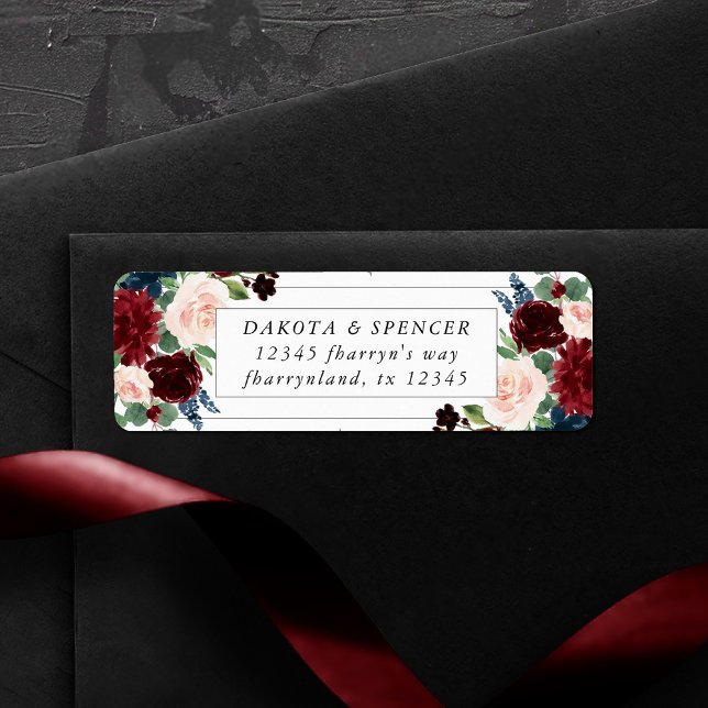 Rustic Floral | Navy Burgundy Wreath Frame Address (Creator Uploaded)