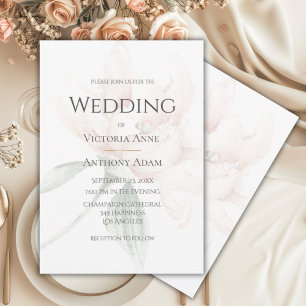 Rustic Floral Neutral Elegant Wedding  Invitation