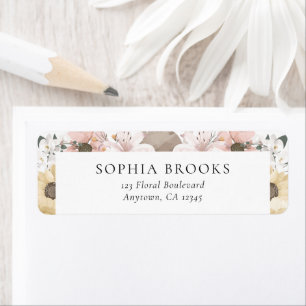 Rustic Floral Neutral Wedding Return Address