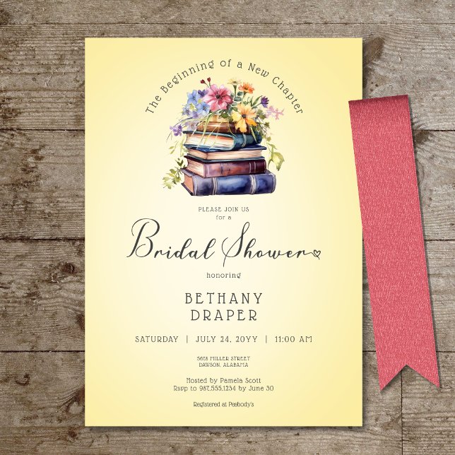 Rustic Floral New Chapter Begins Yellow Shower Invitation (Rustic Floral New Chapter Begins Yellow Shower Invitation)