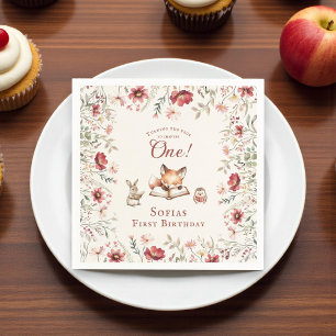 Rustic Floral next chapter first  birthday  Napkin
