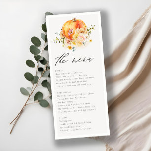 Rustic Floral Orange Autumn Pumpkin Wedding  Menu
