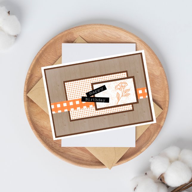 Rustic Floral Orange Birthday Card (Creator Uploaded)