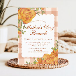 Rustic Floral Orange Tan Mother's Day Brunch Invitation