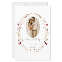 Rustic Floral Oval Photo Botanical Wreath Menu