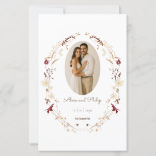 Rustic Floral Oval Photo Botanical Wreath Program