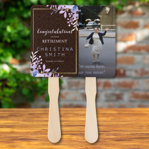 Rustic Floral Pastel Watercolor Retirement Party Hand Fan