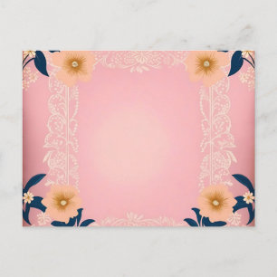 Rustic Floral Pattern on Light Pink Background Postcard