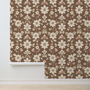 Rustic Floral Pattern with Earthy Tones Wallpaper