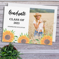 Rustic Floral Photo Graduation Announcement