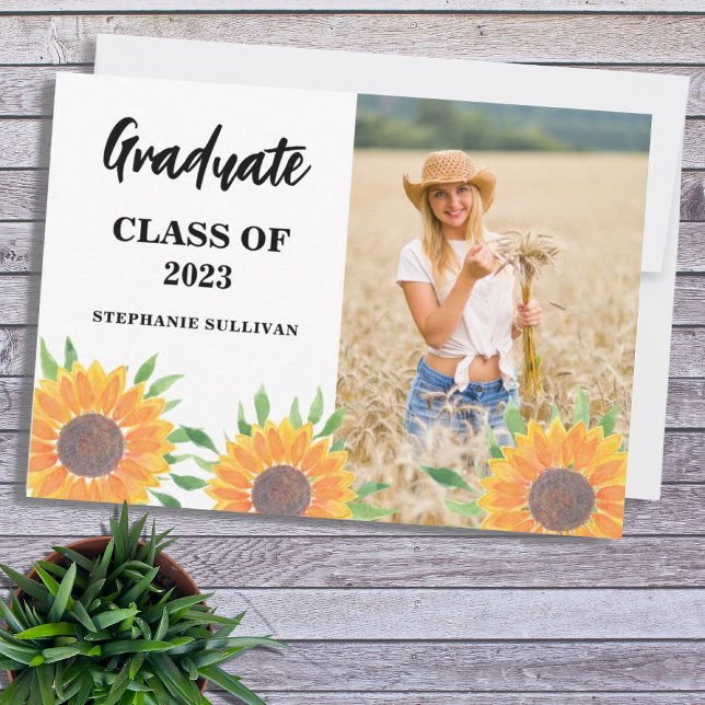 Rustic Floral Photo Graduation Announcement (Creator Uploaded)