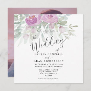 Rustic Floral Pink Eucalyptus Wedding Invitation