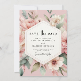 Rustic Floral Pink Floral Wedding Save The Date