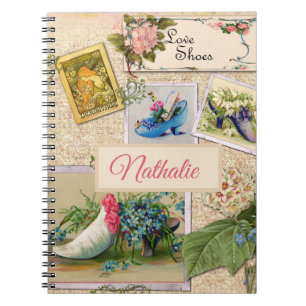 Rustic floral pink scrapbook notebook
