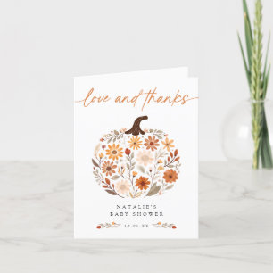 Rustic Floral Pumpkin Baby Shower Thank You Card