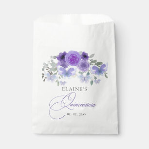Rustic Floral Purple Lilac Butterflies Quinceanera Favour Bags