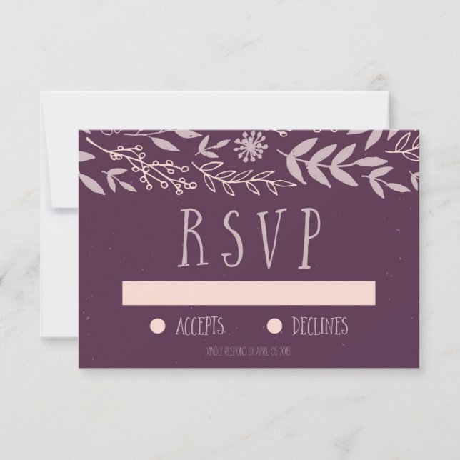 Rustic Floral Purple Wedding RSVP (Front)