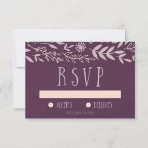 Rustic Floral Purple Wedding RSVP Card