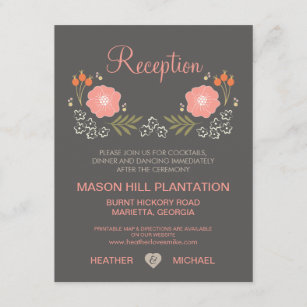 Rustic Floral Reception Cards