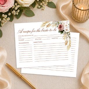 Rustic Floral Recipe Card for the Bride-to-Be