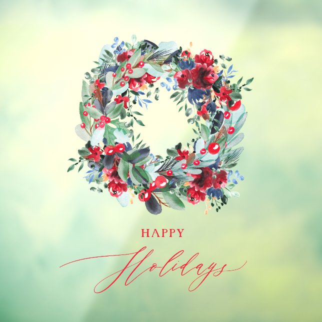 Rustic floral red Christmas wreath happy Holidays (Sheet 3)