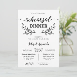 Rustic Floral Rehearsal Dinner Invitation