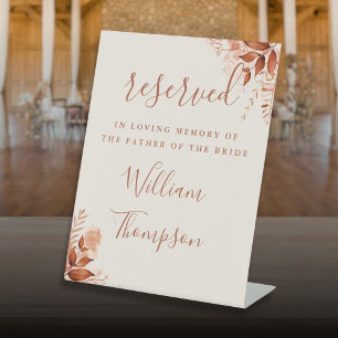 Rustic Floral Reserved For Father Mother Memorial Pedestal Sign