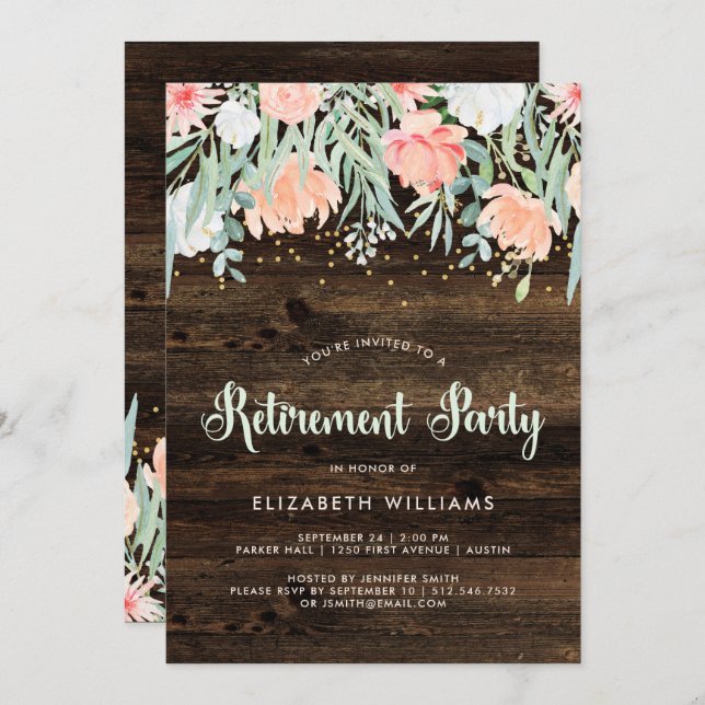 Rustic Floral | Retirement Party Invitation (Front/Back)