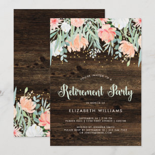 Rustic Floral Retirement Party Invitation