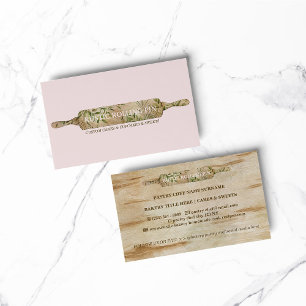Rustic Floral Rolling Pin Bakery Chef Business Card