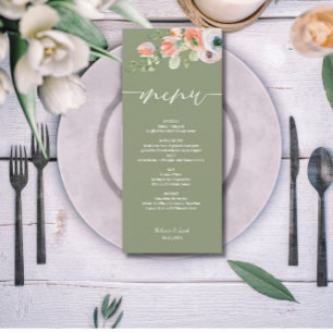 Rustic Floral Sage Green Flat wedding Menu