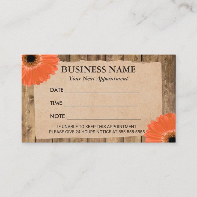 Rustic Floral Salon Spa Massage Appointment (Front)
