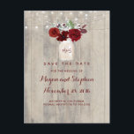 Rustic Floral Save the Date Announcement Postcard<br><div class="desc">Baby's breath and burgundy flowers mason jar rustic save the date postcards</div>