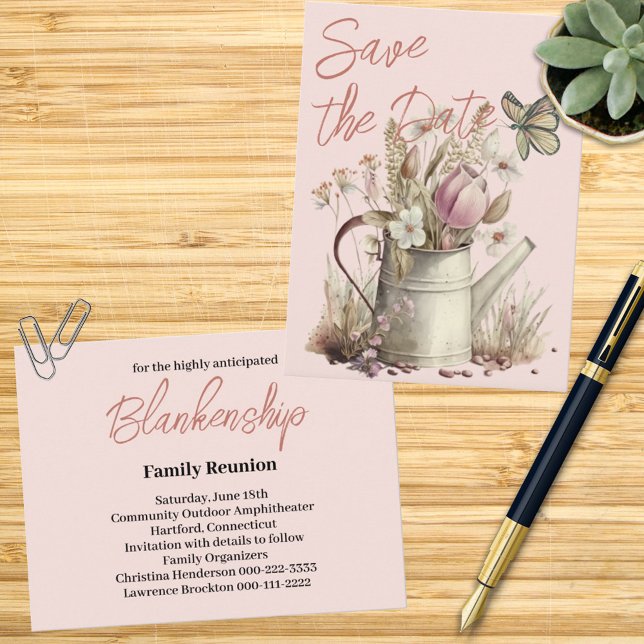 Rustic Floral Save The Date Family Reunion   Announcement Postcard (Send this save the date invitation for you family reunion this year. Easy to personalize. )