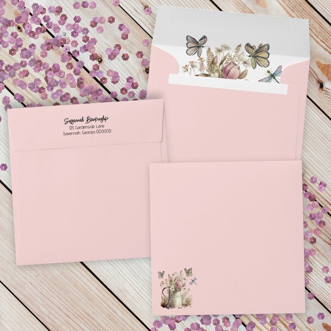Rustic Floral Save The Date Family Reunion   Envelope (custom back flap envelope, inside and front corner design)