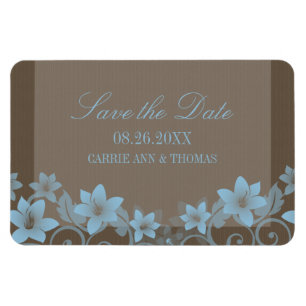 Rustic Floral Save the Date Magnet, Blue Magnet