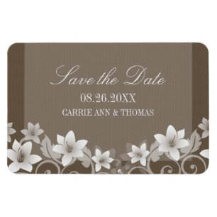 Rustic Floral Save the Date Magnet, Ivory Magnet