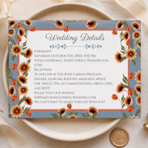 Rustic Floral Scandinavian Folk-Inspired Wedding Enclosure Card