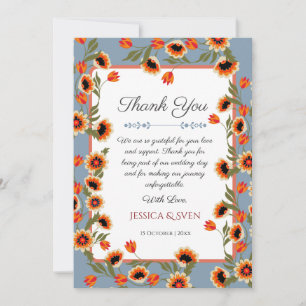 Rustic Floral Scandinavian Folk-Inspired Wedding Thank You Card