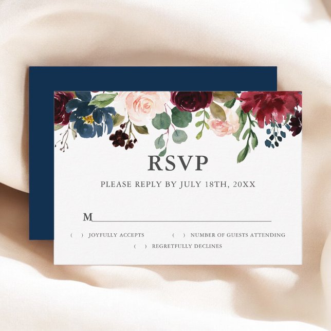 Rustic Floral Script Wedding RSVP (Creator Uploaded)
