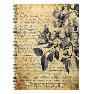 Rustic Floral Sketch with Calligraphy - Aged (1) Notebook