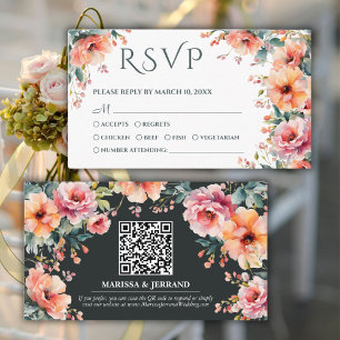Rustic Floral Southern Wedding QR Mini RSVP Card