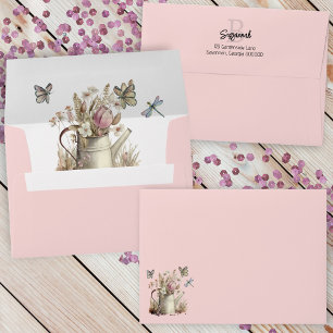 Rustic Floral Special Occasion Monogram on Flap Envelope