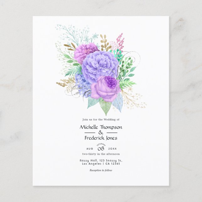 Rustic Floral Spring Wedding Invitation Flyer (Front)