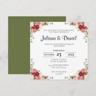 Rustic Floral Square Wedding Invitation
