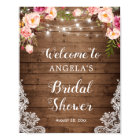 Rustic Floral String Light Lace Bridal Shower Sign