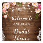 Rustic Floral String Light Lace Bridal Shower Sign