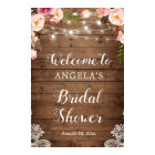 Rustic Floral String Light Lace Bridal Shower Sign